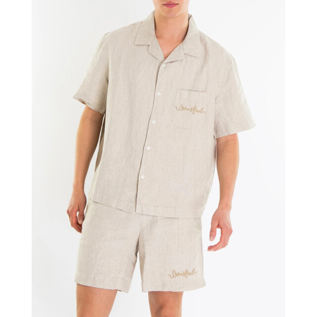 Bram's Fruit Heren garden hose linen shirt 730-Natural Linnen large