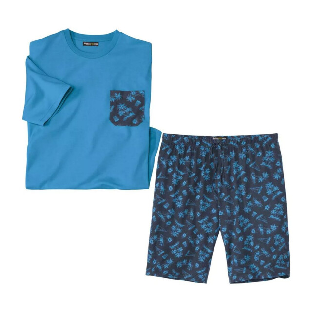 Atlas For Men Korte herenpyjama met opdruk van jersey UTAF270_turquoise large