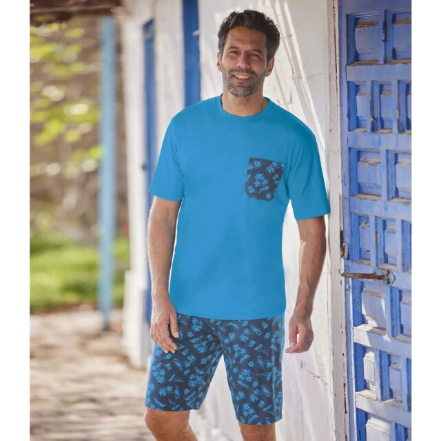 Atlas For Men Korte herenpyjama met opdruk van jersey UTAF270_turquoise large