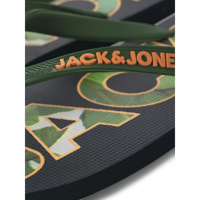 Jack & Jones Heren teenslippers jfwlogo palm print donkerblauw/groen 12230642-Navy Blazer large