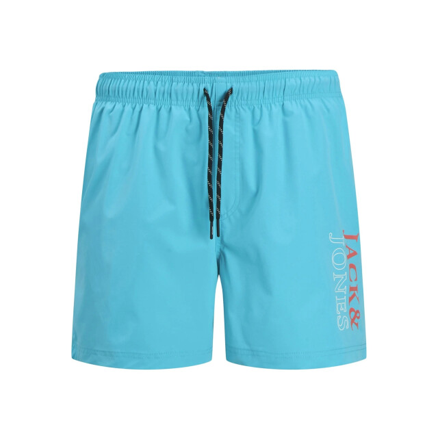 Jack & Jones Heren zwemshort jpstmaui double logo effen turquoise 12272799-Scuba Blue large