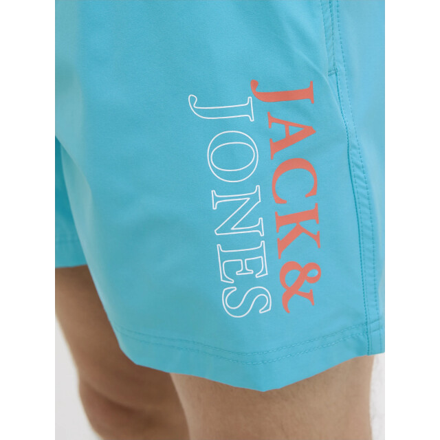 Jack & Jones Heren zwemshort jpstmaui double logo effen turquoise 12272799-Scuba Blue large