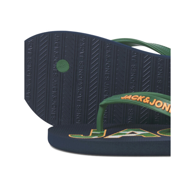 Jack & Jones Heren teenslippers jfwlogo palm print donkerblauw/groen 12230642-Navy Blazer large