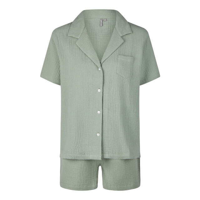 By Louise Dames korte pyjama set mousseline shortama BL-5001-02-Groen large