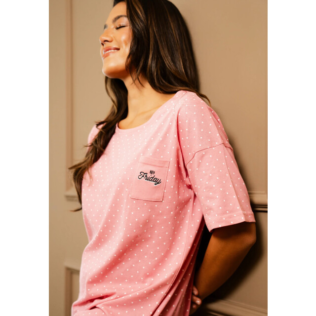 By Louise Dames nachthemd korte mouw gestipt BL-585-02 large