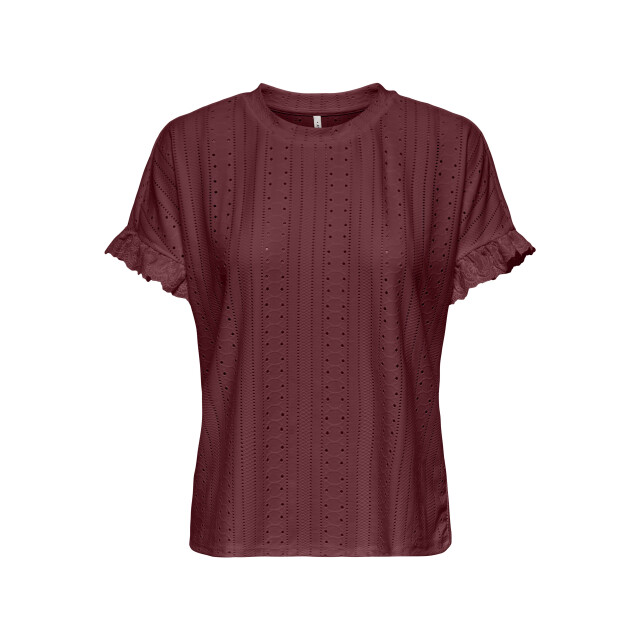Only Onlsmilla ss frill mix top cs jrs bordeaux 4339.47.0019 large