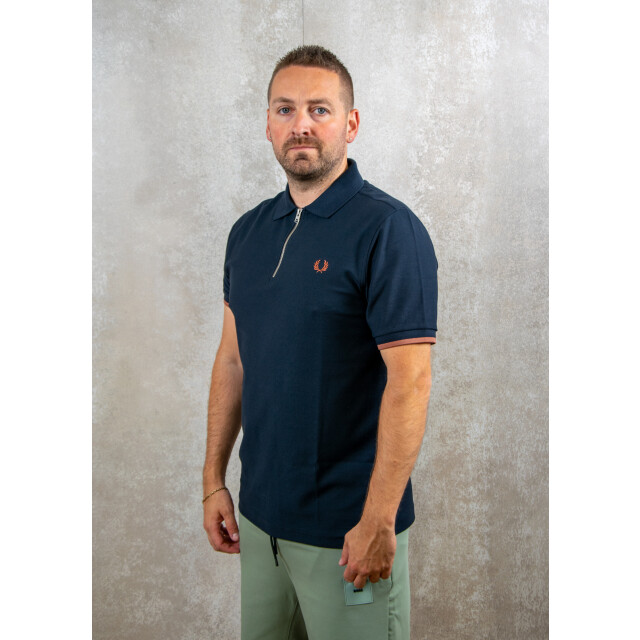 Fred Perry Crepe pique zip neck shirt 110.30.0641 large