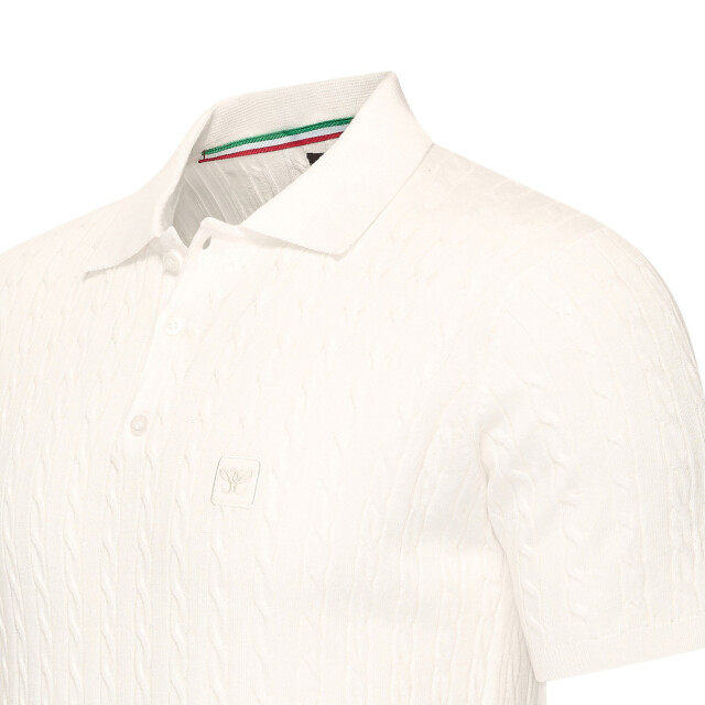 Cappuccino Italia Caorle cable knit polo CAP-CAORLE-WHT-XXL large