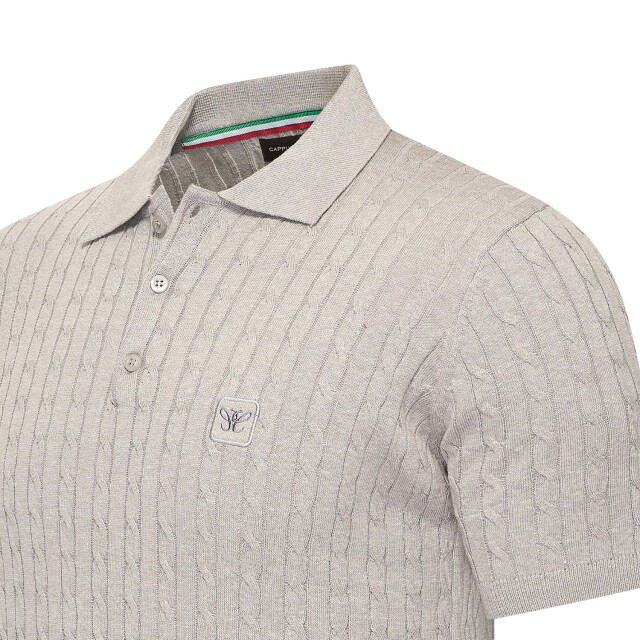 Cappuccino Italia Caorle cable knit polo CAP-CAORLE-GRY-XXL large