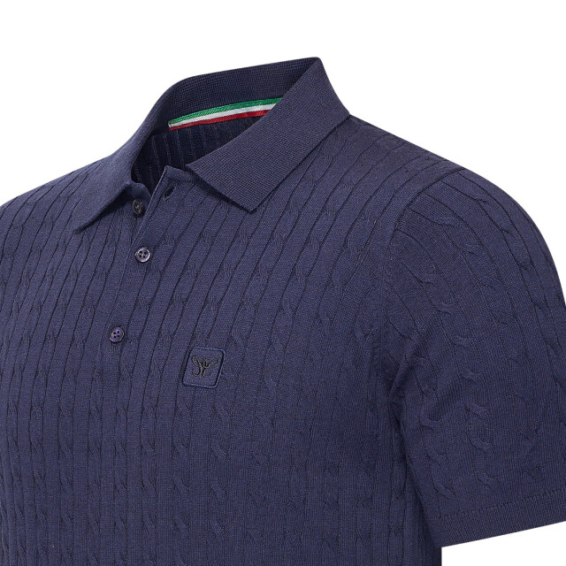 Cappuccino Italia Caorle cable knit polo CAP-CAORLE-NVY-L large