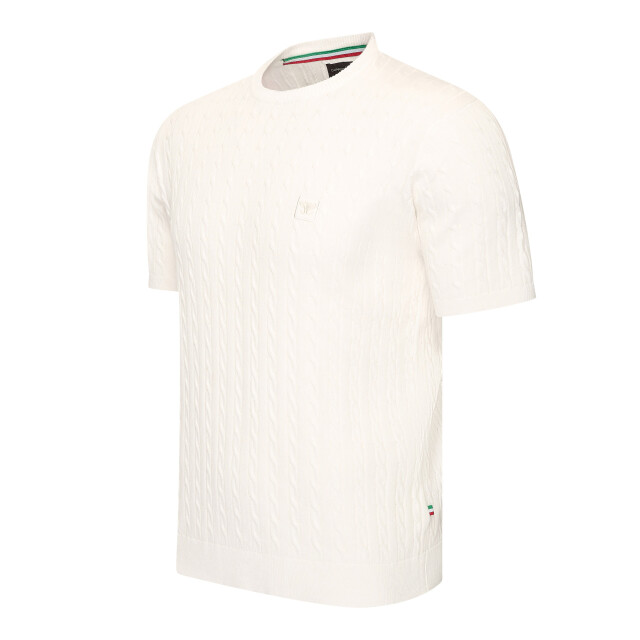 Cappuccino Italia Loreto cable knit tee CAP-LORETO-WHT-XXL large