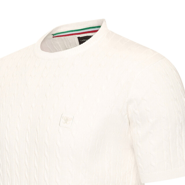 Cappuccino Italia Loreto cable knit tee CAP-LORETO-WHT-XXL large