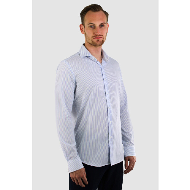 Vercate Strijkvrij overhemd gestreept poplin VC-SF-GST-BL large