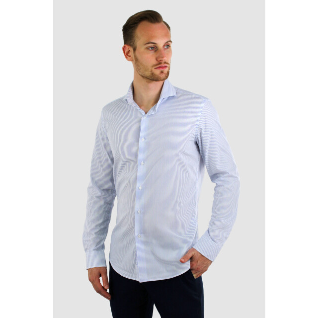 Vercate Strijkvrij overhemd gestreept poplin VC-SF-GST-BL large