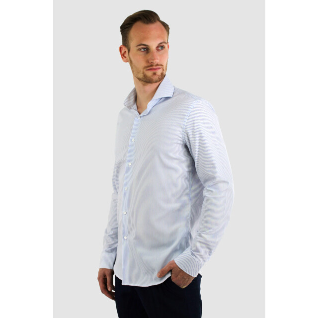 Vercate Strijkvrij overhemd gestreept poplin VC-SF-GST-BL large