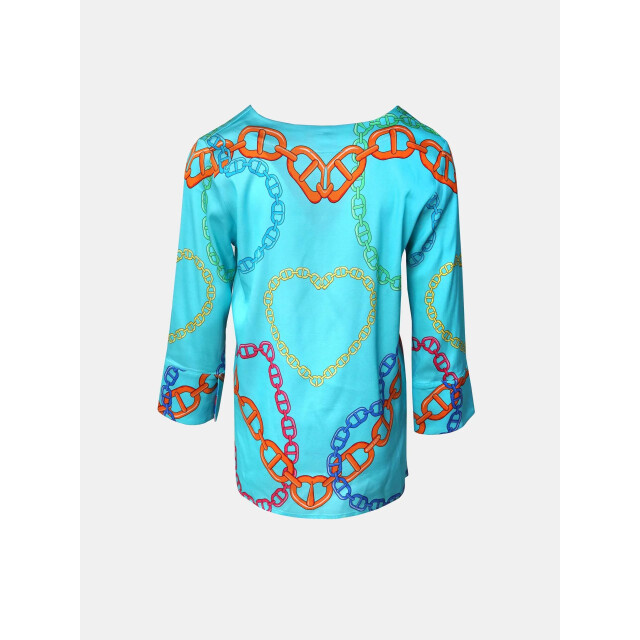 Mucho Gusto ® blouse maledives turquoise ketting hart print MUCHO GUSTO® Blouse Maledives Turquoise Ketting Hart Print large