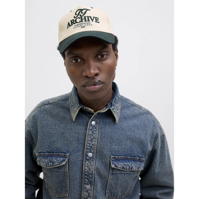 Jack & Jones Heren baseball cap jacframe pet crèmewit/groen 12276292 large