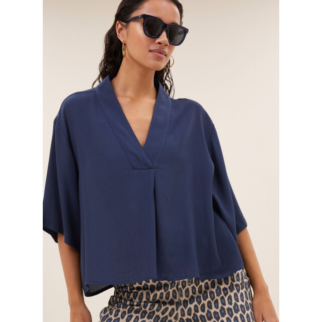 By-Bar Amsterdam Owen viscose blouse winter blue 25512046-1614 large