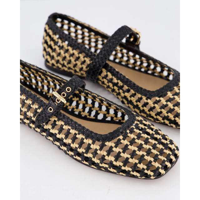 Gibaldi Dames bicolor woven ballerina D41003-Black Natural large