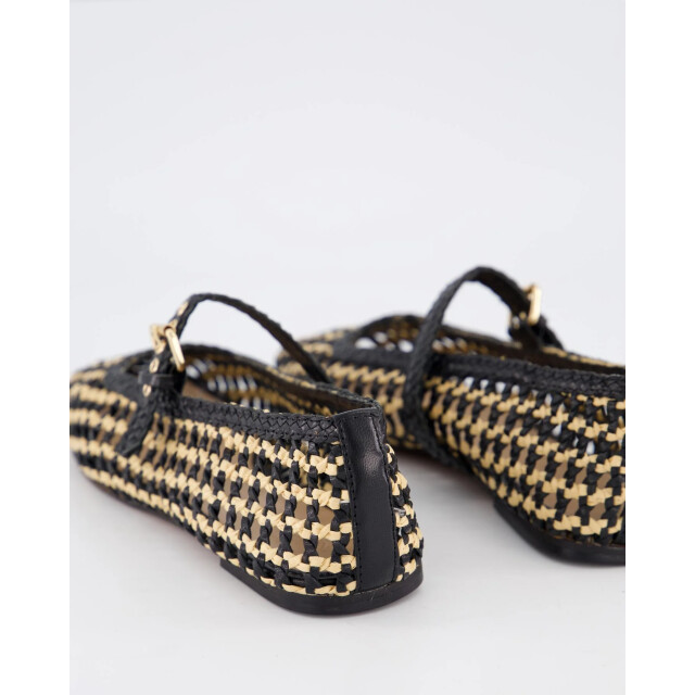 Gibaldi Dames bicolor woven ballerina D41003-Black Natural large