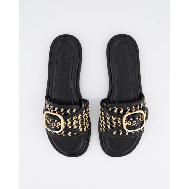 Gibaldi Dames bicolor woven slipper 103110-Black Natural large