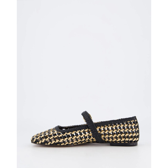 Gibaldi Dames bicolor woven ballerina D41003-Black Natural large