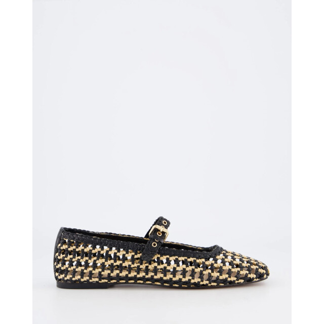 Gibaldi Dames bicolor woven ballerina D41003-Black Natural large