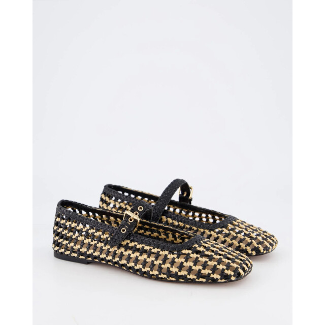 Gibaldi Dames bicolor woven ballerina D41003-Black Natural large