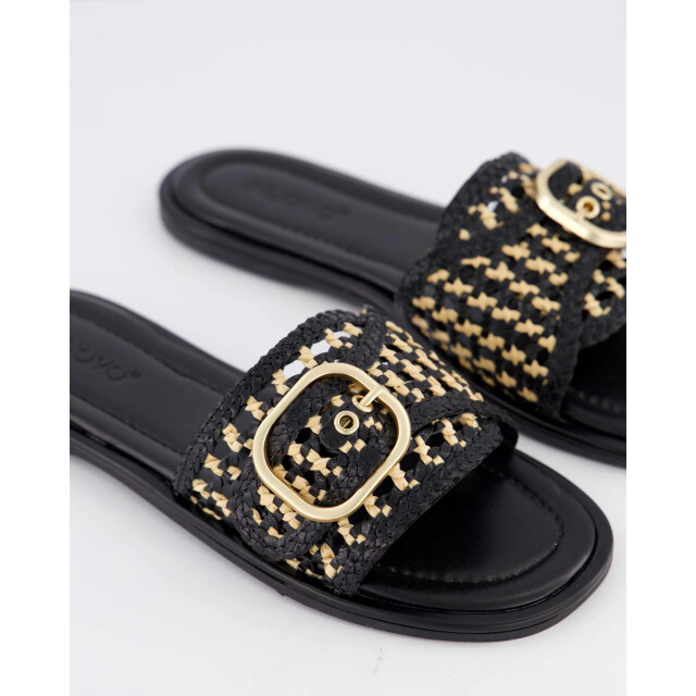 Gibaldi Dames bicolor woven slipper 103110-Black Natural large