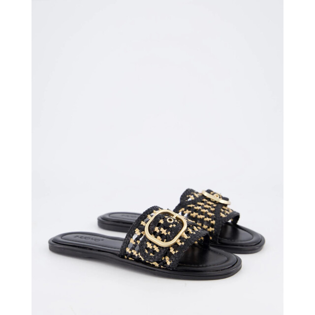 Gibaldi Dames bicolor woven slipper 103110-Black Natural large
