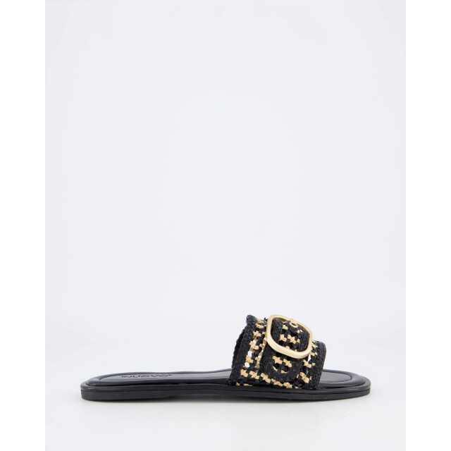 Gibaldi Dames bicolor woven slipper 103110-Black Natural large