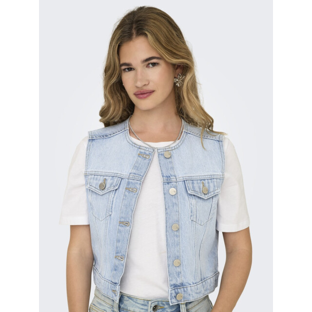 Only Onlfeliz dnm waistcoat round collar tai blue denim 4250.35.0007 large