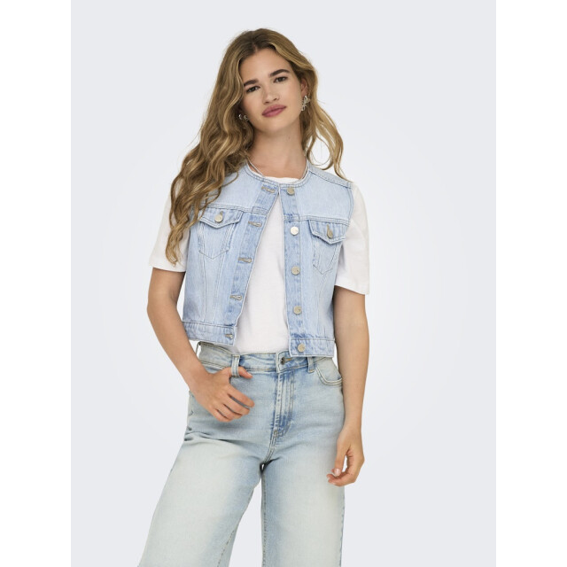 Only Onlfeliz dnm waistcoat round collar tai blue denim 4250.35.0007 large