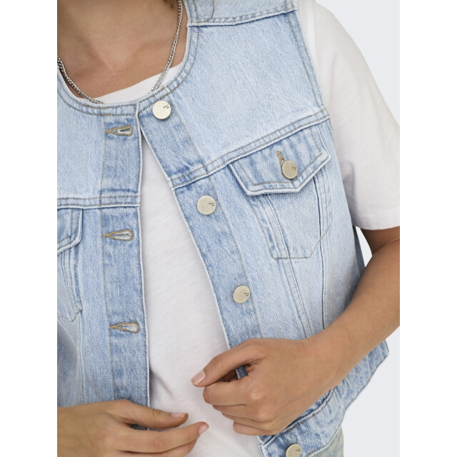 Only Onlfeliz dnm waistcoat round collar tai blue denim 4250.35.0007 large