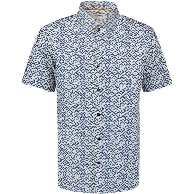 No Excess Shirt short sleeve slub allover pri indigo blue 27490395-136 large