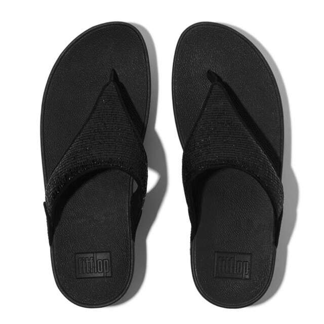 FitFlop Lulu crinkled-shimmer toe-post sandals E1A large