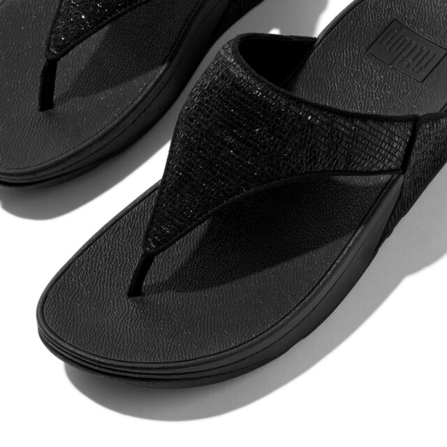 FitFlop Lulu crinkled-shimmer toe-post sandals E1A large