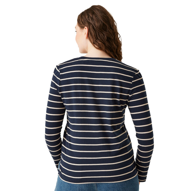 Regatta Dames federica ii stripe t-shirt met lange mouwen UTRG10886_navylightvanilla large