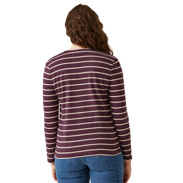 Regatta Dames federica ii stripe t-shirt met lange mouwen UTRG10886_deepplumlightvanilla large