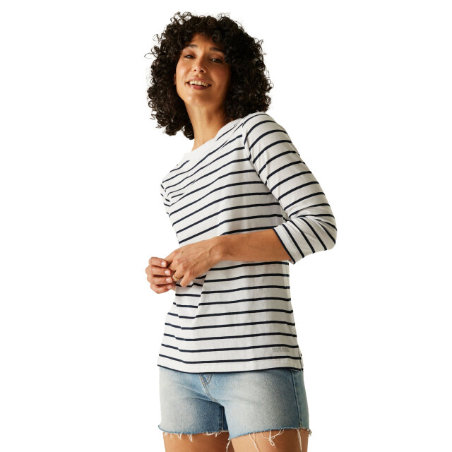 Regatta Dames baylette ii gestreept t-shirt UTRG11225_whitenavy large