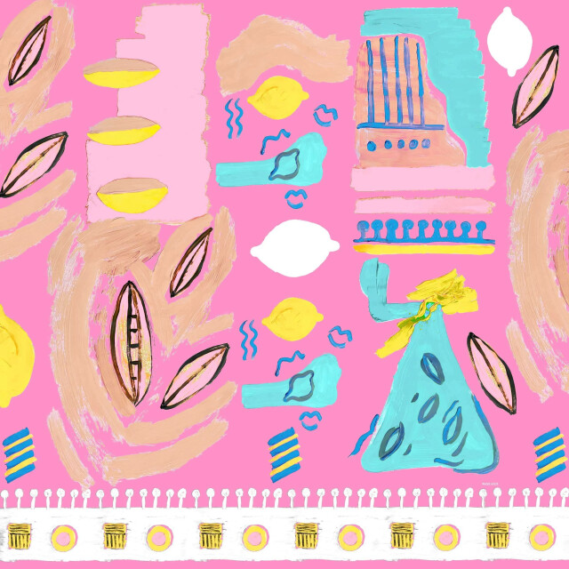 Mucho Gusto ® jurk varese geverfd roze patchwork MUCHO GUSTO® Jurk Varese Geverfd Roze Patchwork large