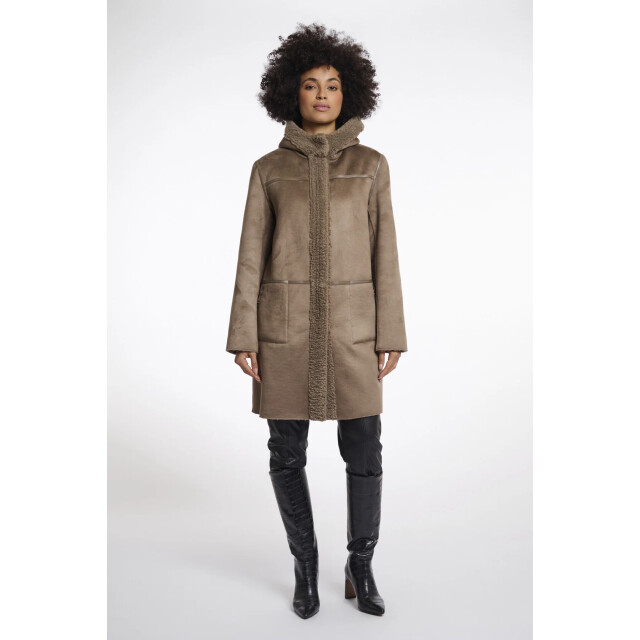 Rino & Pelle Alina.7002511 rino en pelle reversible hooded coat toffee Alina.7002511 Toffee large