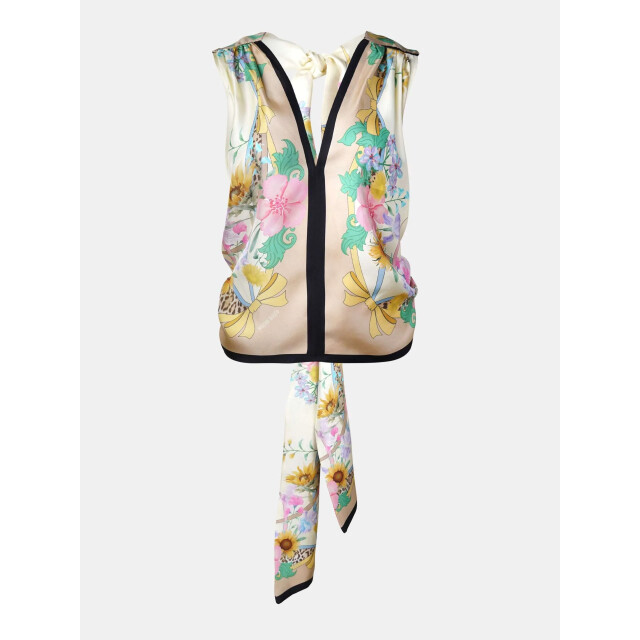 Mucho Gusto ® top teramo crème bloemen luipaardprint MUCHO GUSTO® Top Teramo Crème Bloemen Luipaardprint large