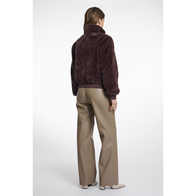 Rino & Pelle Ambra.7002511 rino en pelle short fake fur jacket chocolate bean Ambra.7002511 Chocolate bean large