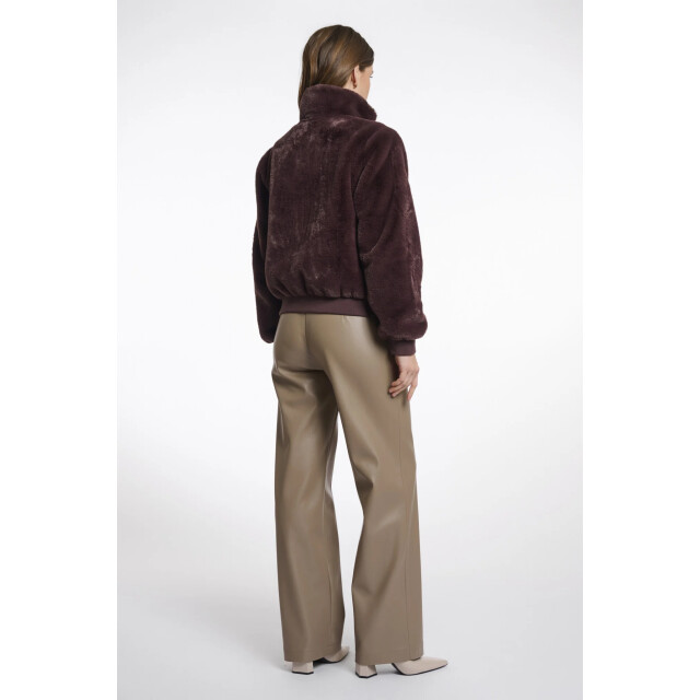 Rino & Pelle Ambra.7002511 rino en pelle short fake fur jacket chocolate bean Ambra.7002511 Chocolate bean large