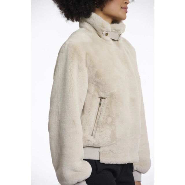 Rino & Pelle Ambra.7002511 rino en pelle short fake fur jacket birch Ambra.7002511 Birch large