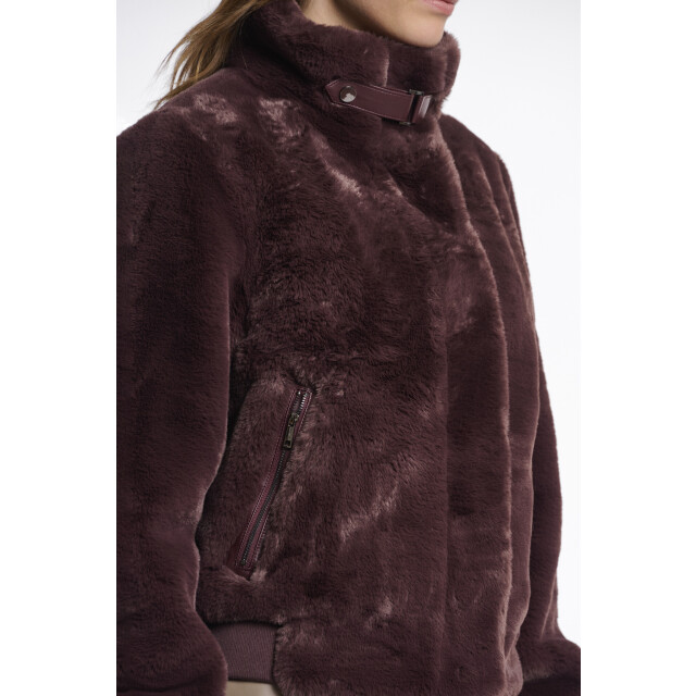 Rino & Pelle Ambra.7002511 rino en pelle short fake fur jacket chocolate bean Ambra.7002511 Chocolate bean large