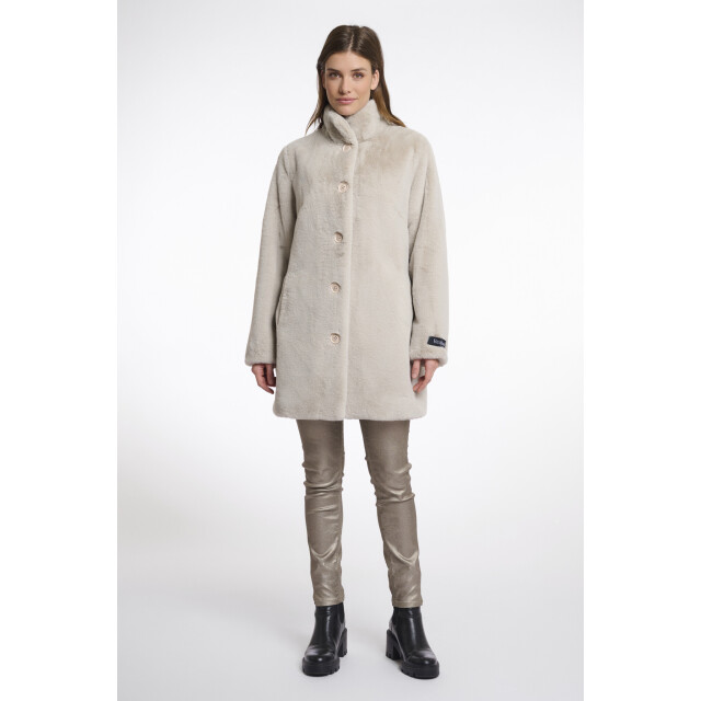 Rino & Pelle Nonna.7002511 rino en pelle single breasted fake fur coat birch Nonna.7002511 Birch large