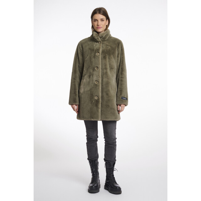 Rino & Pelle Nonna.7002511 rino en pelle single breasted fake fur coat green ash Nonna.7002511 Green ash large