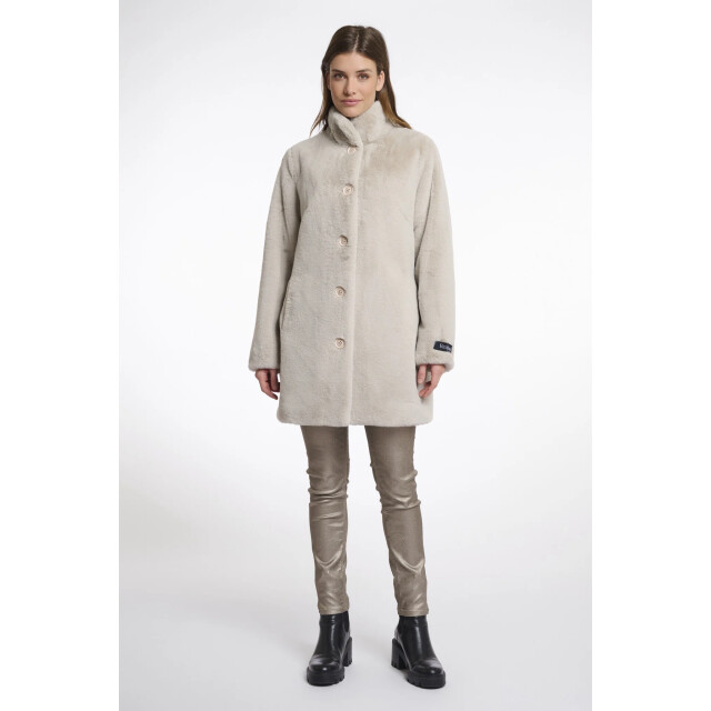 Rino & Pelle Nonna.7002511 rino en pelle single breasted fake fur coat birch Nonna.7002511 Birch large